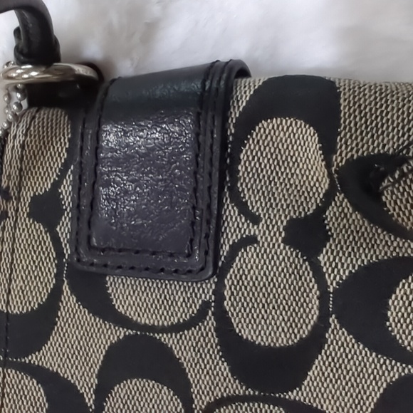 Coach Signature Black and Tan Clutch Wristlet - Picture 10 of 12